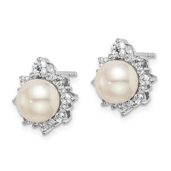 Diamond & FWC Pearl Post Earrings