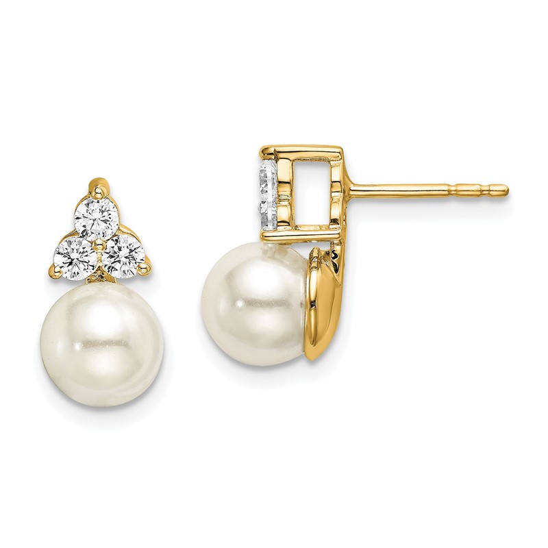 14K Lab Grown Diamond VS/SI+ G+ FWC Pearl Post Earrings