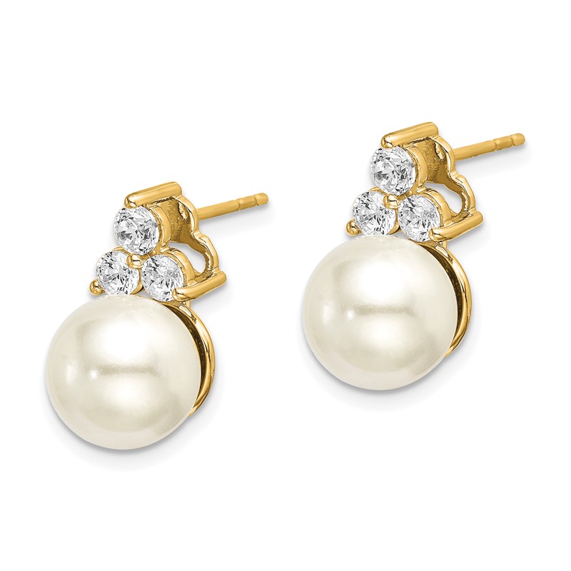14K Lab Grown Diamond VS/SI+ G+ FWC Pearl Post Earrings