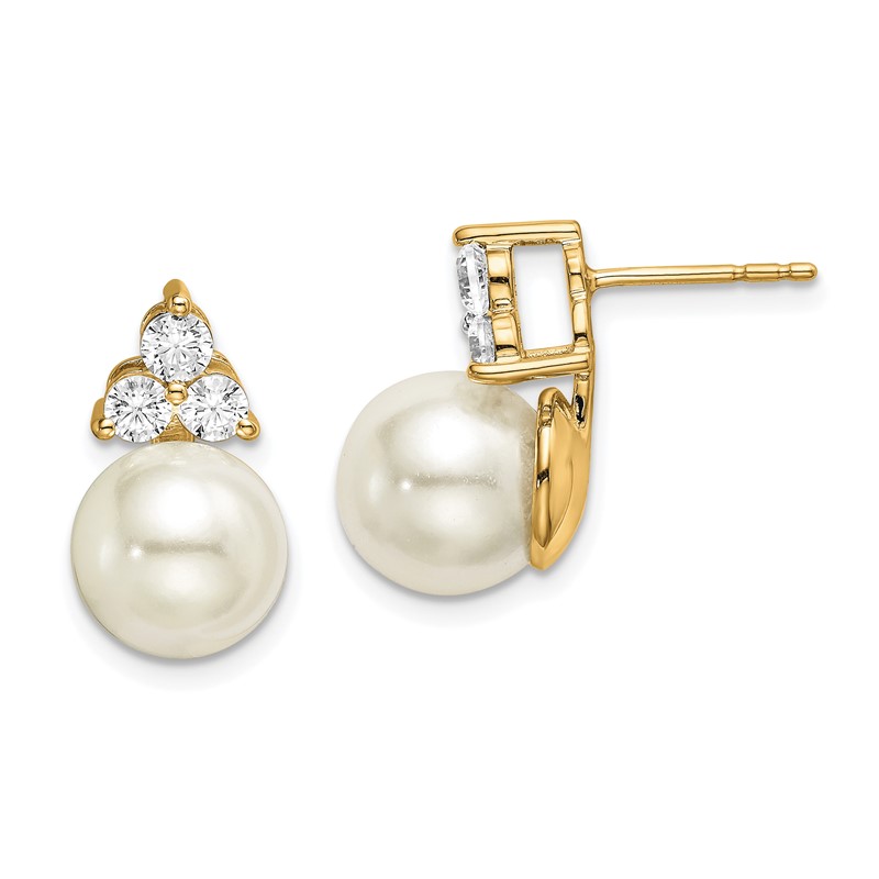 14K Lab Grown Diamond VS/SI+ G+ FWC Pearl Post Earrings