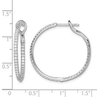 14K White Gold 0.75 Carat Lab Grown Diamond VS SI+ G+ Complete in and Out Hoop Earrings view 4