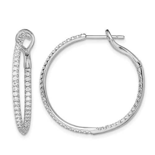 14K White Gold 0.75 Carat Lab Grown Diamond VS SI+ G+ Complete in and Out Hoop Earrings