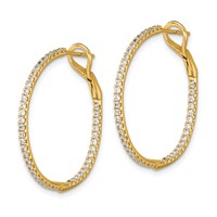 14K Yellow Gold 0.75 Carat Lab Grown Diamond VS SI+ G+ Complete in and Out Hoop Earrings view 2