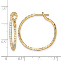 14K Yellow Gold 0.75 Carat Lab Grown Diamond VS SI+ G+ Complete in and Out Hoop Earrings view 4