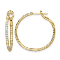 14K Yellow Gold 0.75 Carat Lab Grown Diamond VS SI+ G+ Complete in and Out Hoop Earrings view 1