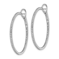 14K White Gold 1 Carat Lab Grown Diamond VS SI+ G+ Complete in and Out Hoop Earrings view 2