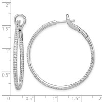 14K White Gold 1 Carat Lab Grown Diamond VS SI+ G+ Complete in and Out Hoop Earrings view 4