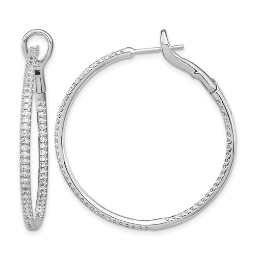 14K White Gold 1 Carat Lab Grown Diamond VS SI+ G+ Complete in and Out Hoop Earrings