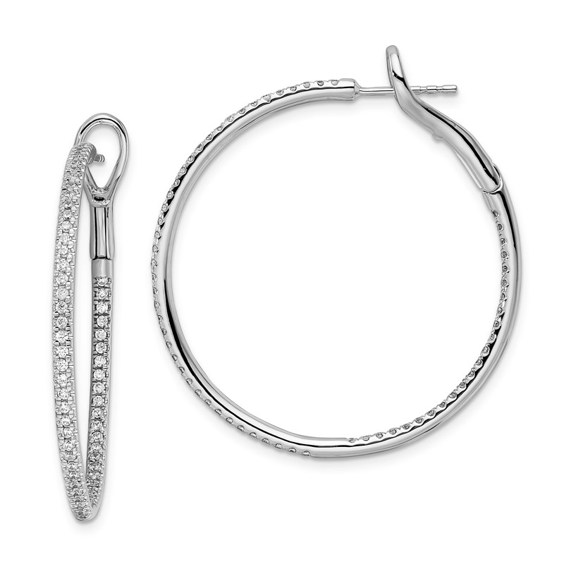 14k White Gold 1 carat Lab Grown Diamond VS/SI+ G+ Complete In and Out Hoop Earrings