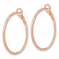 14K Yellow Gold 1 Carat Lab Grown Diamond VS SI+ G+ Complete in and Out Hoop Earrings view 2
