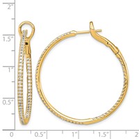 14K Yellow Gold 1 Carat Lab Grown Diamond VS SI+ G+ Complete in and Out Hoop Earrings view 4