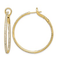 14K Yellow Gold 1 Carat Lab Grown Diamond VS SI+ G+ Complete in and Out Hoop Earrings view 1