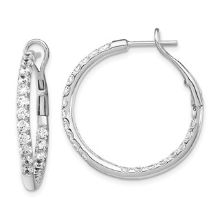 14K White Gold In & Out Hoop Earrings, Blank, Mtg Only