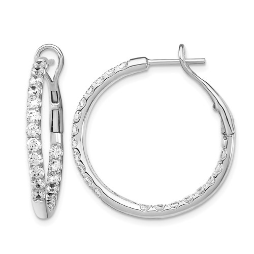 14K White Gold 2 Carat Lab Grown Diamond VS SI+ G+ Complete in and Out Hoop Earrings