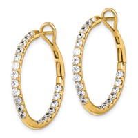 14K Yellow Gold 2 Carat Lab Grown Diamond VS SI+ G+ Complete in and Out Hoop Earrings view 2