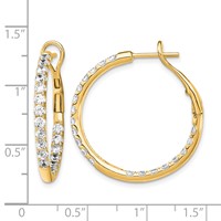 14K Yellow Gold 2 Carat Lab Grown Diamond VS SI+ G+ Complete in and Out Hoop Earrings view 4