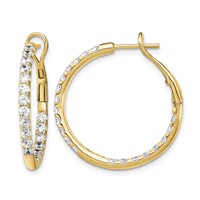 14K Yellow Gold 2 Carat Lab Grown Diamond VS SI+ G+ Complete in and Out Hoop Earrings view 1