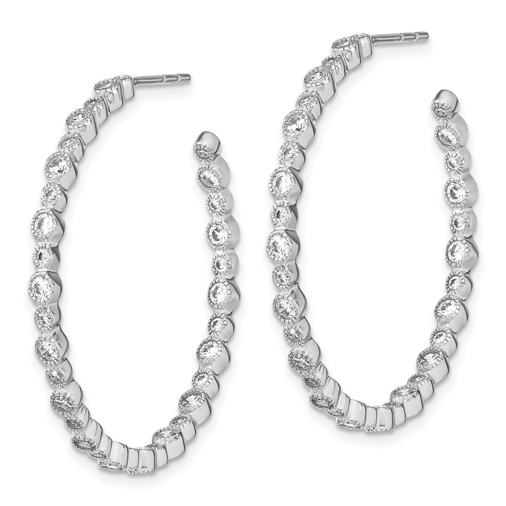 14k White Gold 1 1/2 carat Lab Grown Diamond VS/SI+ G+ Complete Circle Bezel Hoop Post Earrings (EM7952-150-WLG)