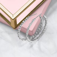 14K White Gold 1.50 Carat Lab Grown Diamond VS SI+ G+ Complete Circle Bezel Hoop Post Earrings view 4