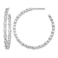 14K White Gold 1.50 Carat Lab Grown Diamond VS SI+ G+ Complete Circle Bezel Hoop Post Earrings view 1