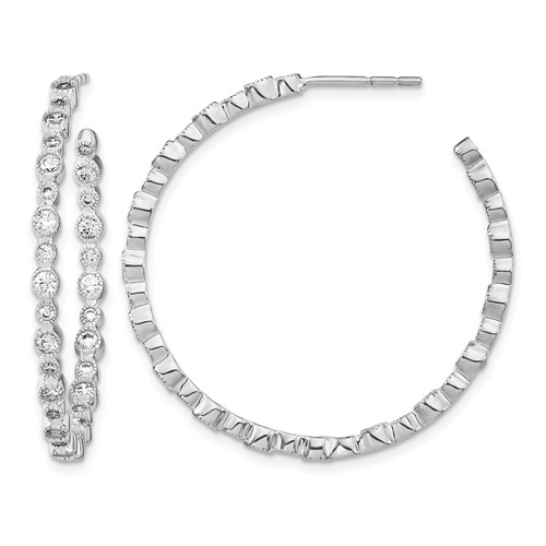 14K White Gold 1.50 Carat Lab Grown Diamond VS SI+ G+ Complete Circle Bezel Hoop Post Earrings