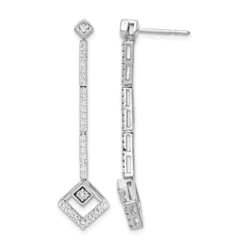 14K White Gold 0.50 Carat Lab Grown Diamond VS SI+ G+ Complete Dangle Post Earrings