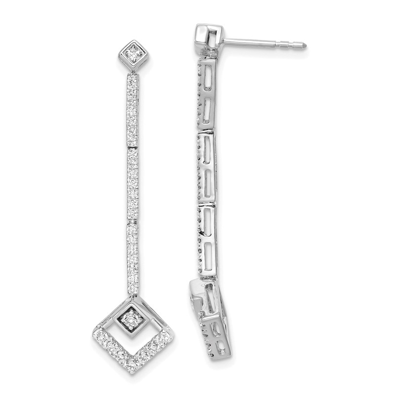 14k White Gold 1/2 carat Lab Grown Diamond VS/SI+ G+ Complete Dangle Post Earrings