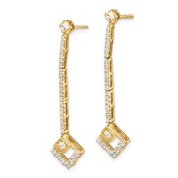 14K Yellow Gold 0.50 Carat Lab Grown Diamond VS SI+ G+ Complete Dangle Post Earrings view 2