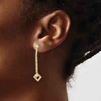 14K Yellow Gold 0.50 Carat Lab Grown Diamond VS SI+ G+ Complete Dangle Post Earrings view 3