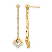 14K Yellow Gold 0.50 Carat Lab Grown Diamond VS SI+ G+ Complete Dangle Post Earrings view 1