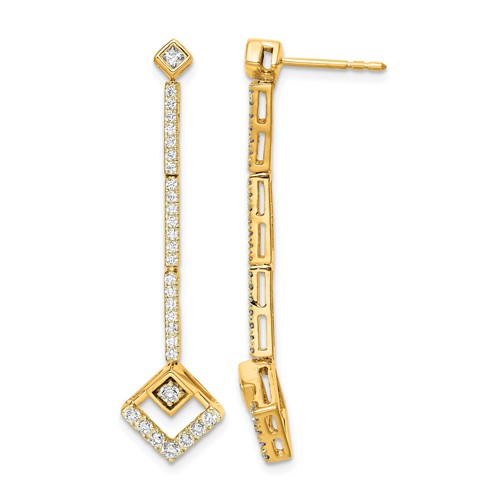 14K Yellow Gold 0.50 Carat Lab Grown Diamond VS SI+ G+ Complete Dangle Post Earrings