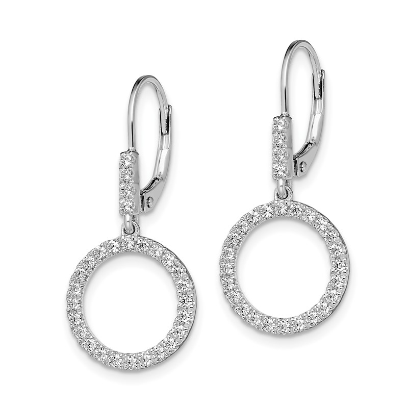 14k White Gold 1/2 carat Lab Grown Diamond VS/SI+ G+ Complete Dangle Circle Leverback Earrings