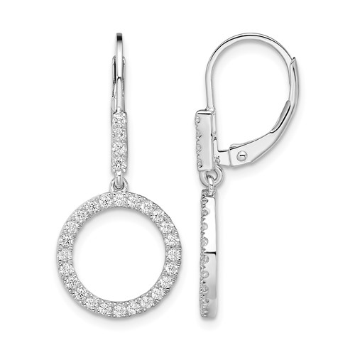 14K White Gold 0.50 Carat Lab Grown Diamond VS SI+ G+ Complete Dangle Circle Leverback Earrings