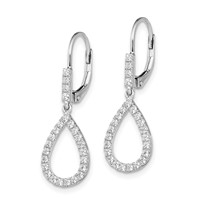 14K White Gold 0.50 Carat Lab Grown Diamond VS SI+ G+ Complete Fashion Dangle Leverback Earrings view 2