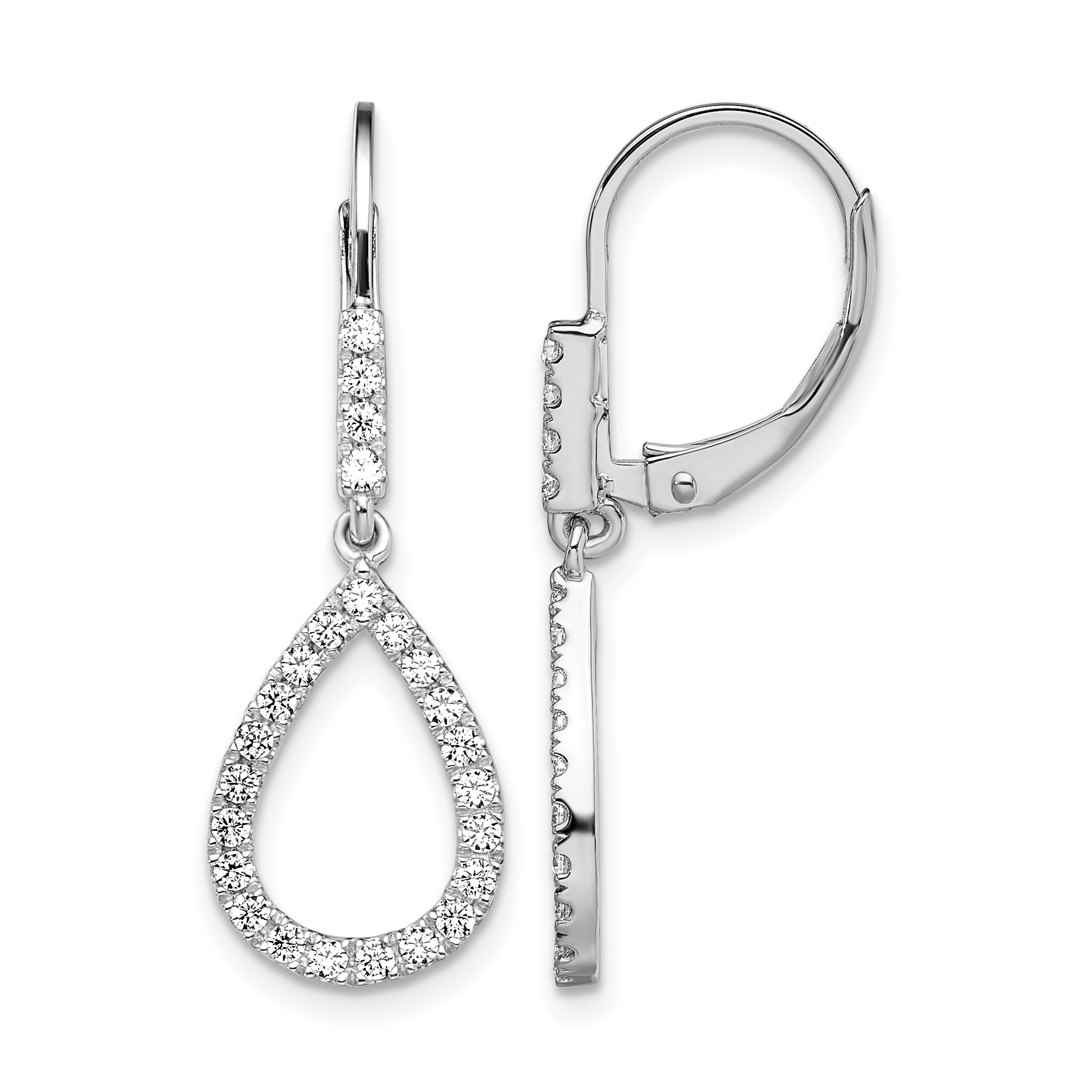 14k White Gold 1/2 carat Lab Grown Diamond VS/SI+ G+ Complete Fashion Dangle Leverback Earrings (EM7956-050-WLG)