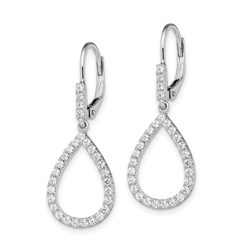 14K White Gold Lab Grown Diamond VS/SI+ G+ Teardrop Leverback Earrin