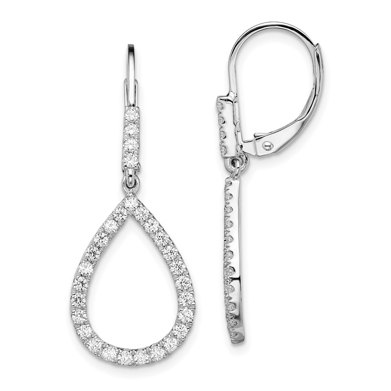 14K White Gold Lab Grown Diamond VS/SI+ G+ Teardrop Leverback Earrin