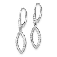 14K White Gold 0.50 Carat Lab Grown Diamond VS SI+ G+ Complete Fashion Dangle Leverback Earrings view 2