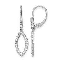 14K White Gold 0.50 Carat Lab Grown Diamond VS SI+ G+ Complete Fashion Dangle Leverback Earrings view 1