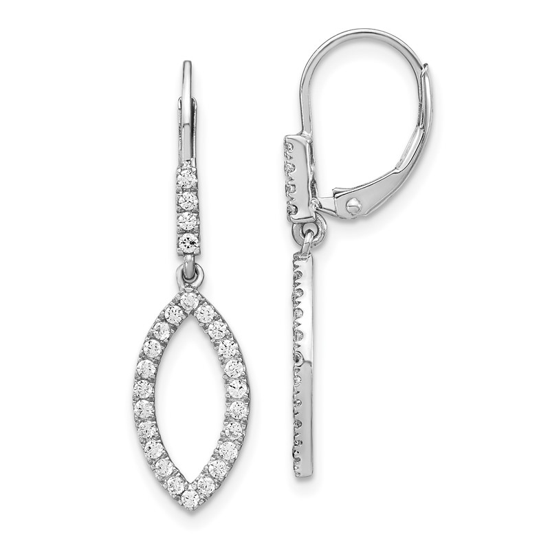 14k White Gold 1/2 carat Lab Grown Diamond VS/SI+ G+ Complete Fashion Dangle Leverback Earrings