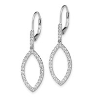 14K White Gold 0.75 Carat Lab Grown Diamond VS SI+ G+ Complete Fashion Dangle Leverback Earrings view 2