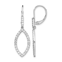 14K White Gold 0.75 Carat Lab Grown Diamond VS SI+ G+ Complete Fashion Dangle Leverback Earrings view 1