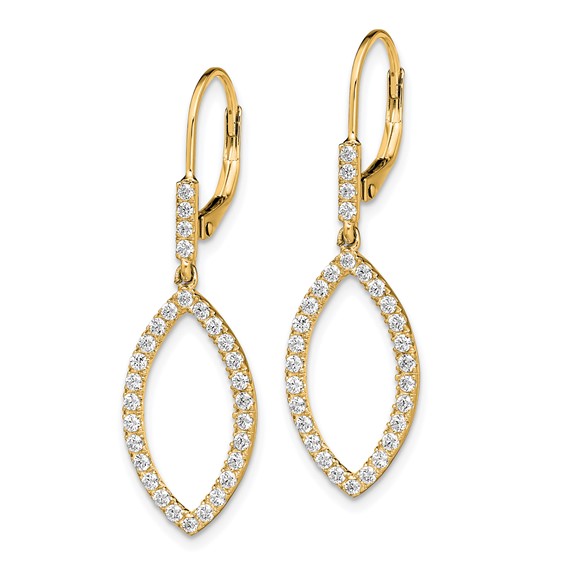 14K Yellow Gold Lab Grown Diamond VS/SI GH, Fancy Drop Leverback Earrings