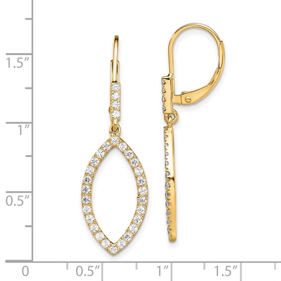 14K Yellow Gold Lab Grown Diamond VS/SI GH, Fancy Drop Leverback Earrings