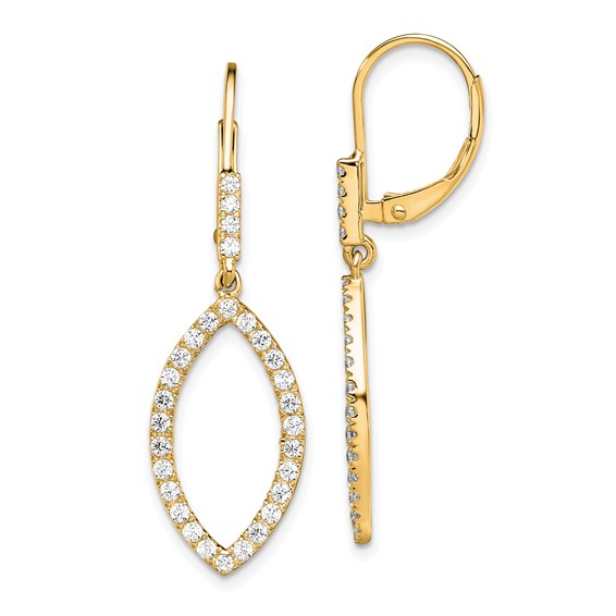 14K Yellow Gold Lab Grown Diamond VS/SI GH, Fancy Drop Leverback Earrings
