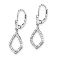 14K White Gold 0.50 Carat Lab Grown Diamond VS SI+ G+ Complete Fashion Dangle Leverback Earrings view 2