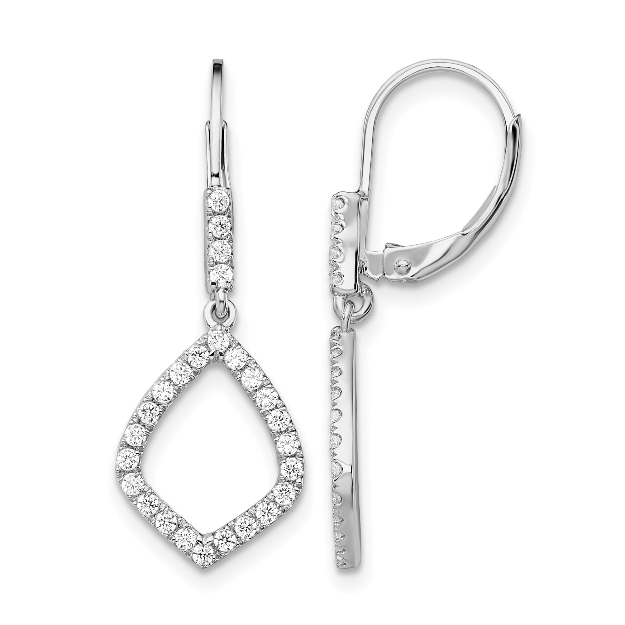 14k White Gold 1/2 carat Lab Grown Diamond VS/SI+ G+ Complete Fashion Dangle Leverback Earrings (EM7958-052-WLG)