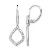 14K White Gold 0.50 Carat Lab Grown Diamond VS SI+ G+ Complete Fashion Dangle Leverback Earrings view 1