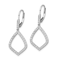 14K White Gold 0.75 Carat Lab Grown Diamond VS SI+ G+ Complete Fashion Dangle Leverback Earrings view 2