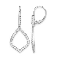 14K White Gold 0.75 Carat Lab Grown Diamond VS SI+ G+ Complete Fashion Dangle Leverback Earrings view 1